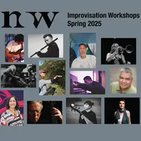 Workshop Facilitators in a collaged grid with the NOW Logo next to the words Improvisation Workshops Spring 2025